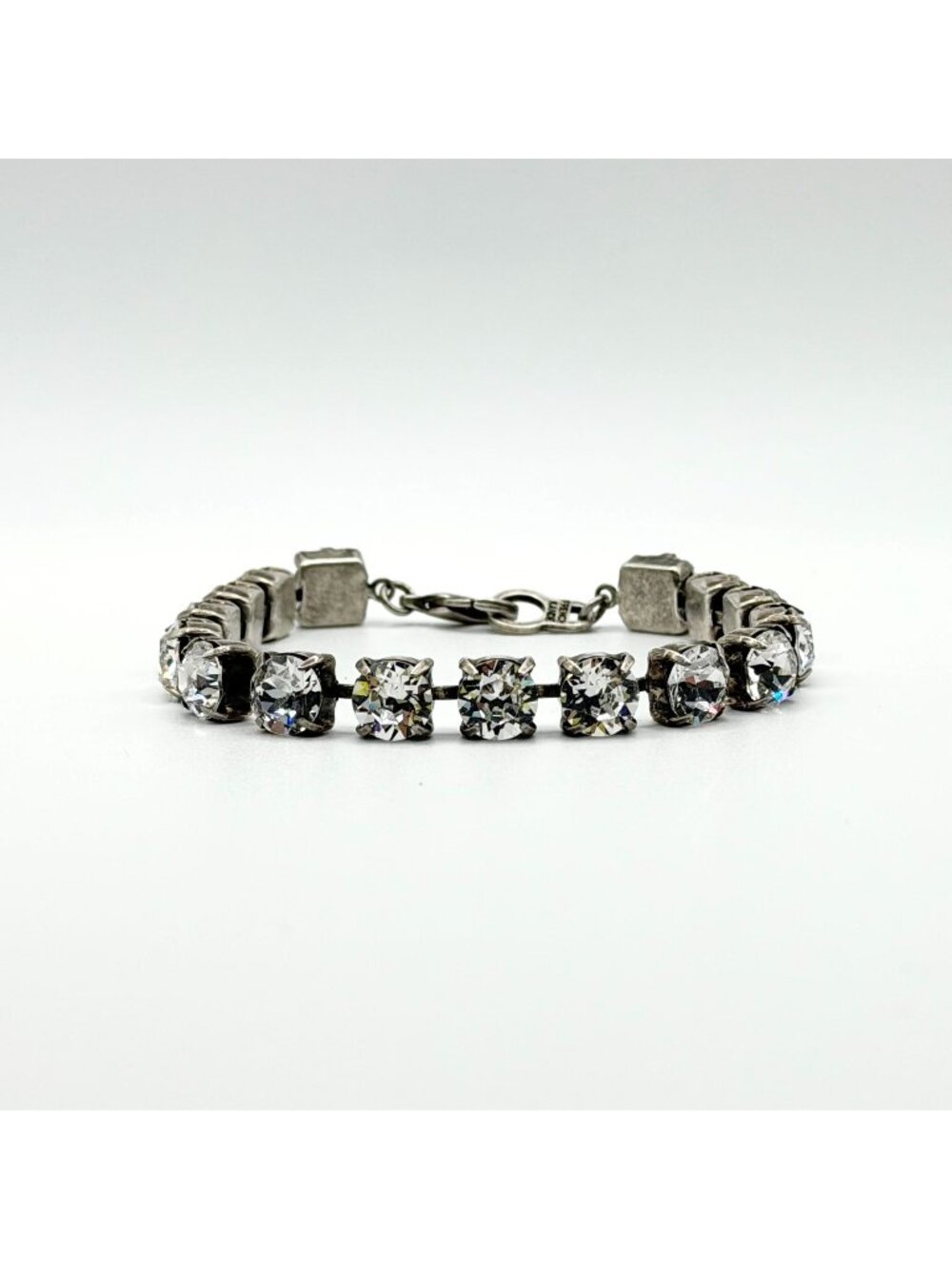 French Kande Silver-Tone Lily Bracelet With Clear Crystal Accents